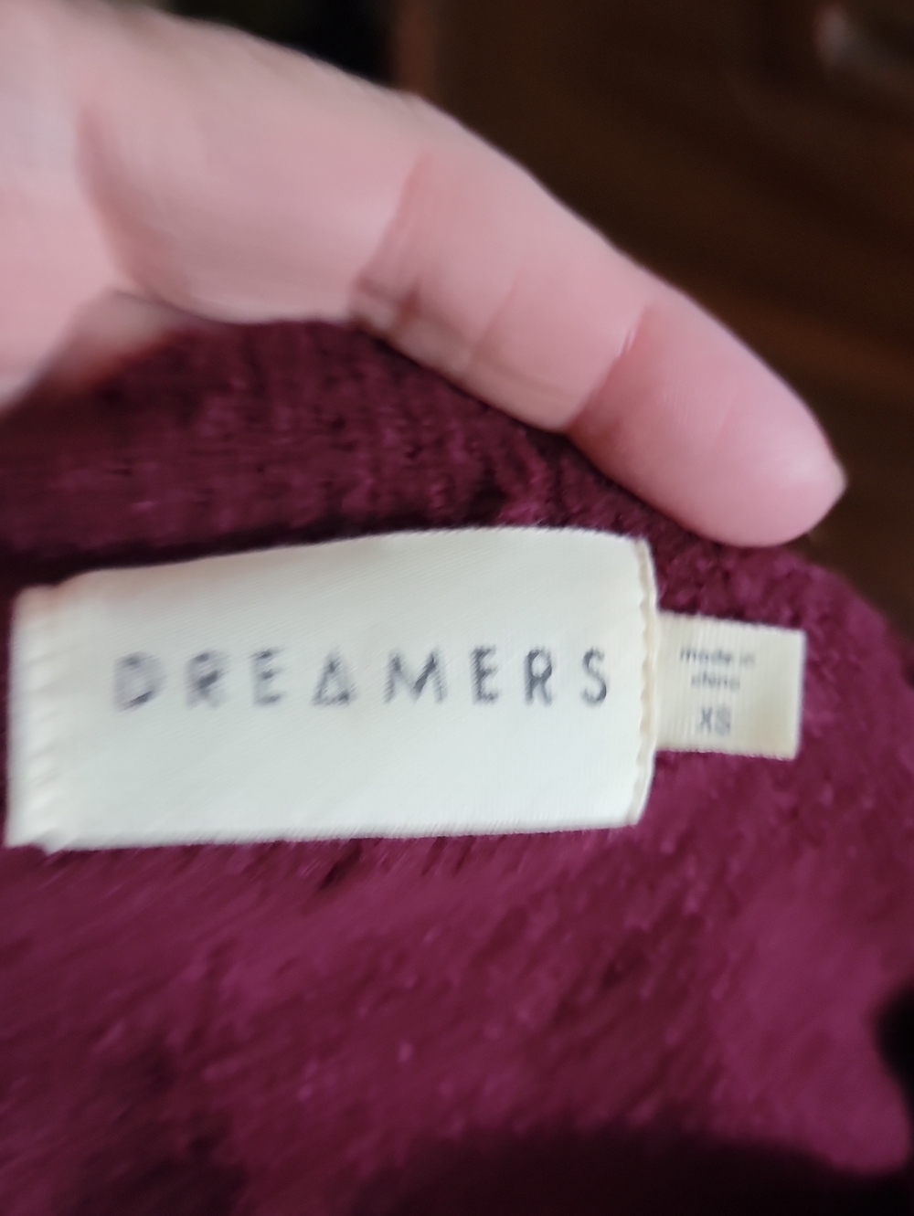 dreamers Women's V-Neck Pullover Sweater - Burgundy - Picture 7 of 7